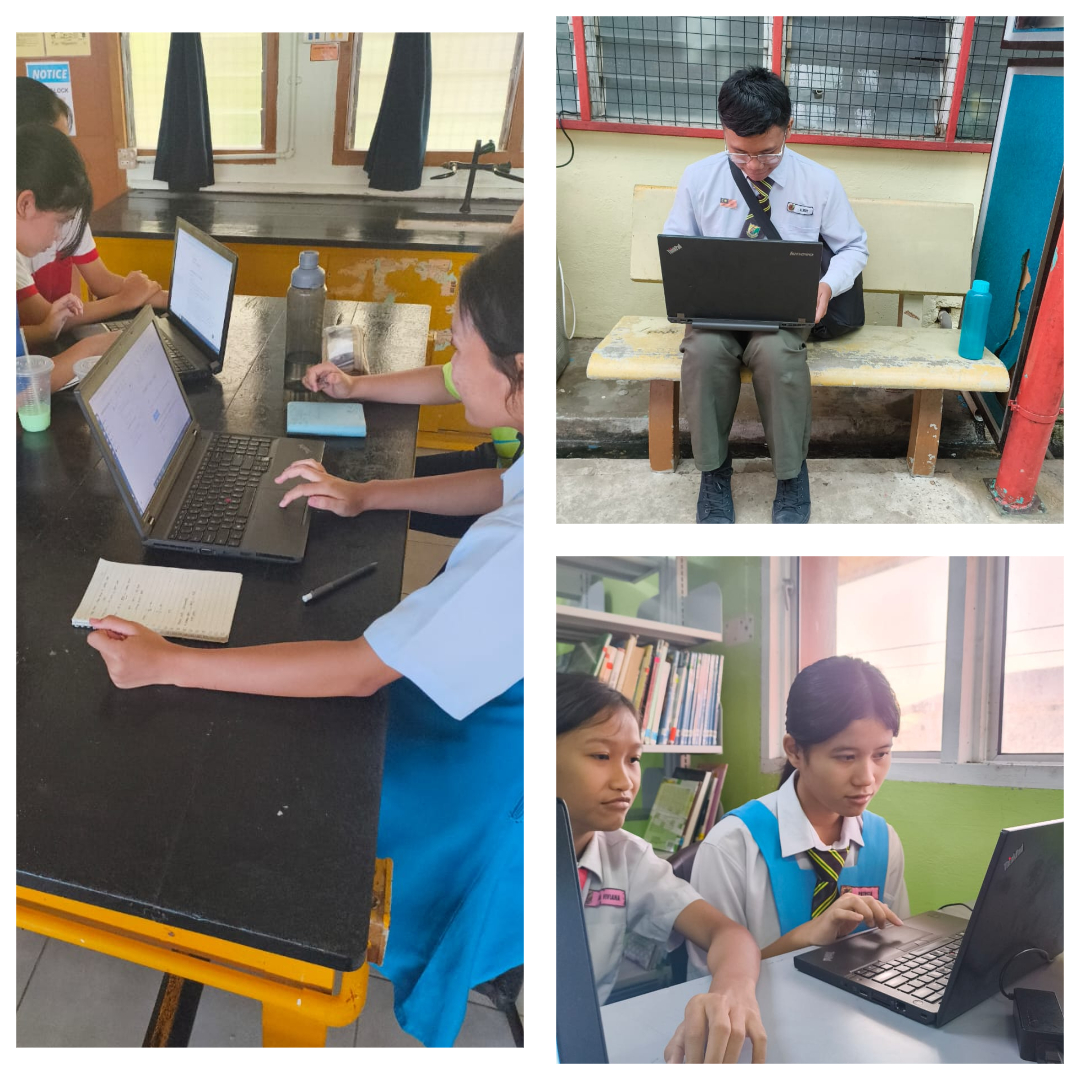 Students learning AI with 4 laptops